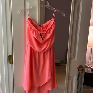 Coral strapless dress